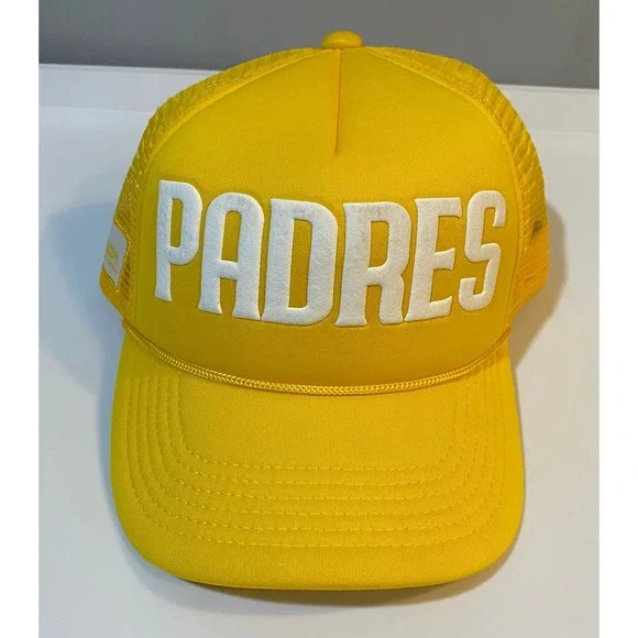 San Diego Padres Melon Wear Yellow Trucker Hat Sycuan Casino Snapback Cap - Picture 1 of 9